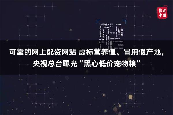   可靠的网上配资网站 虚标营养值、冒用假产地，央视总台曝光“黑心低价宠物粮”