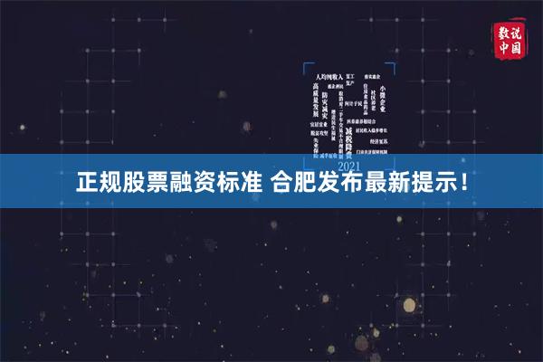 正规股票融资标准 合肥发布最新提示！