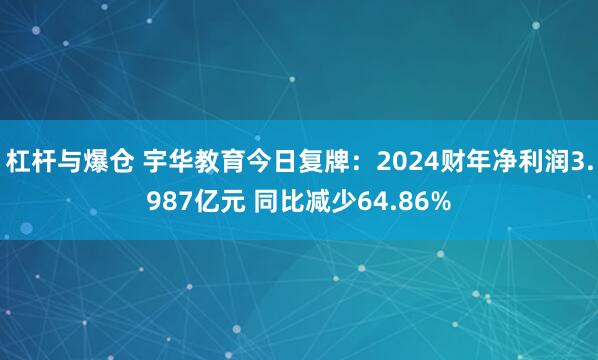 杠杆与爆仓 宇华教育今日复牌：2024财年净利润3.987亿元 同比减少64.86%